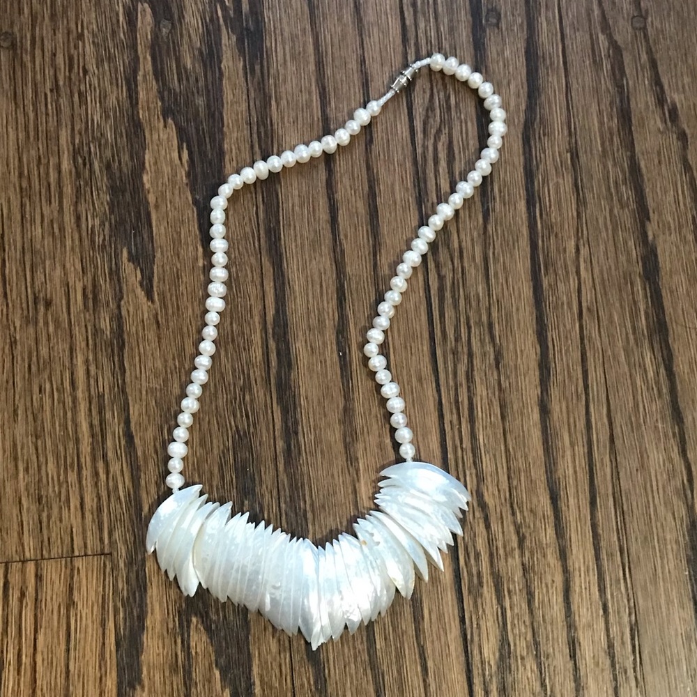 SOLD ☀️ Boho Pearl and Shell Necklace